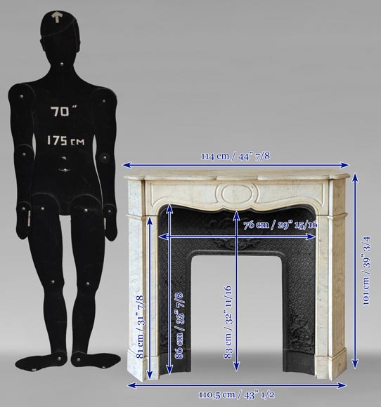 Cheminée de style Louis XV modèle Pompadour en marbre de Carrare-9