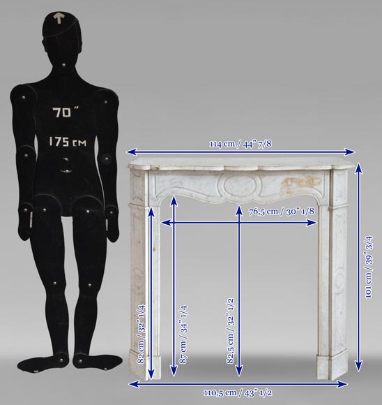 Cheminée de style Louis XV modèle Pompadour plate en marbre de Carrare-9