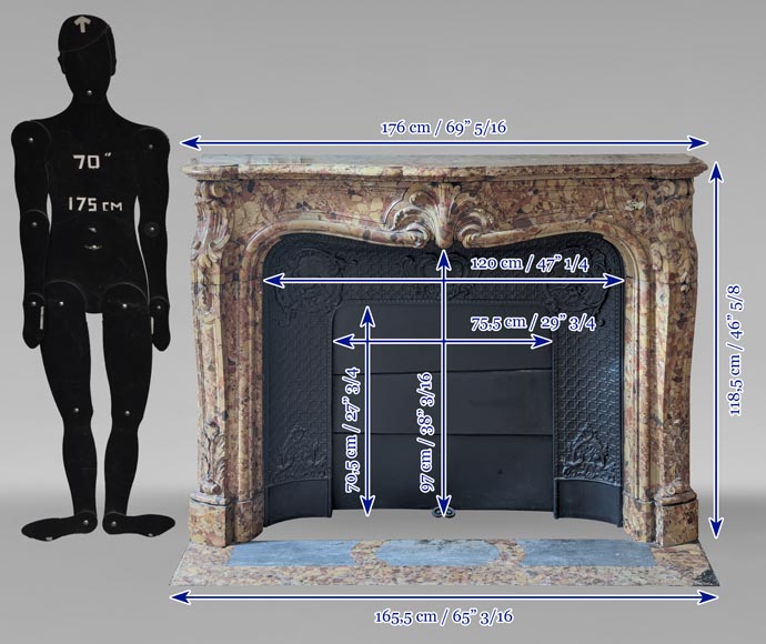Cheminée de style Louis XV en brèche d'Alep-15