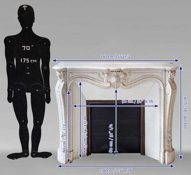 Cheminée de style Louis XV ornée d'une palmette en marbre de Carrare-10