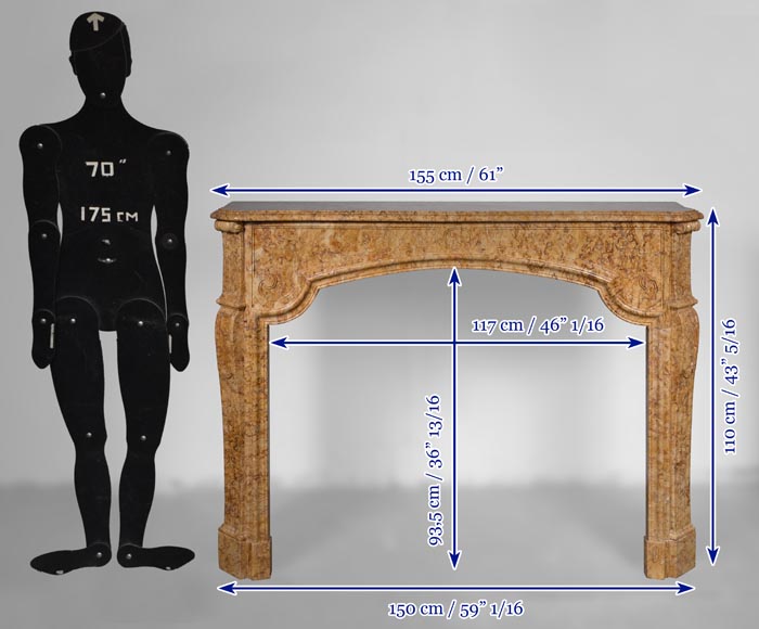 Cheminée d'époque Régence en marbre jaune-11