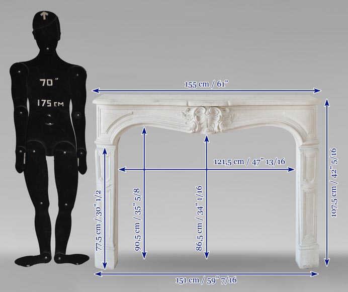 Cheminée de style Louis XV en pierre décorée d'une palmette-10