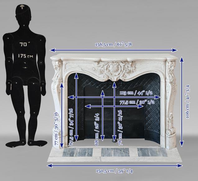 Cheminée de style Louis XV en marbre de Carrare très sculptée-13