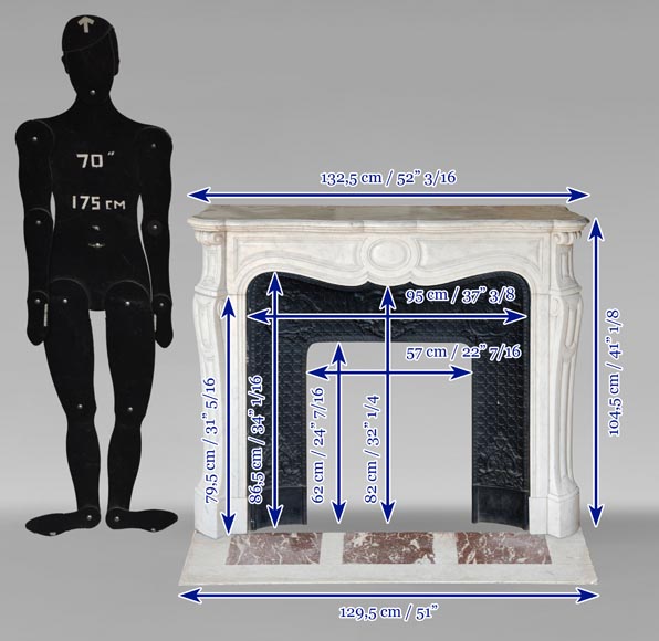 Cheminée de style Louis XV modèle Pompadour en marbre de Carrare-10