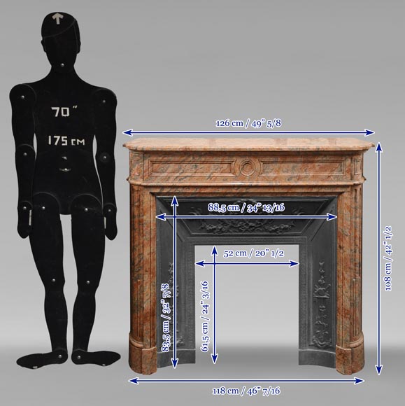 Cheminée de style Louis XVI à coins arrondis en marbre Enjugerais-9