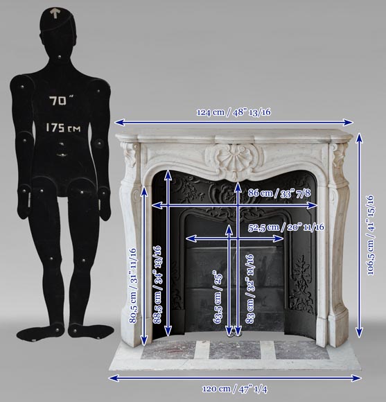 Cheminée de style Louis XV décorée de coquilles sculptée en marbre de Carrare-11