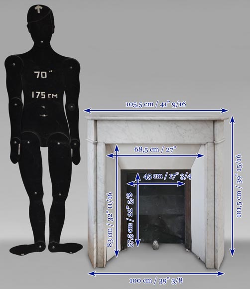 Cheminée de style Louis XVI en marbre de Carrare-8