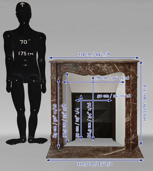 Cheminée de style Louis XV modèle Pompadour en marbre Rouge du Nord-9