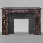 Cheminée de style Louis XIV boudin en marbre Levanto
