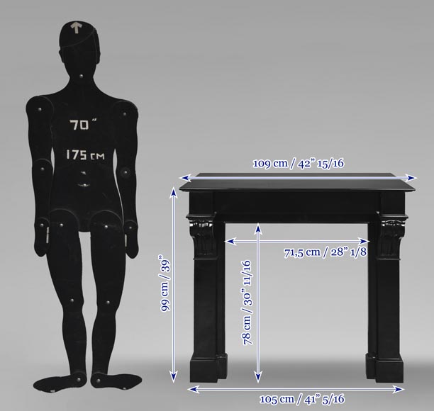 Cheminée de style Napoléon III à modillons, en marbre noir fin de Belgique-10