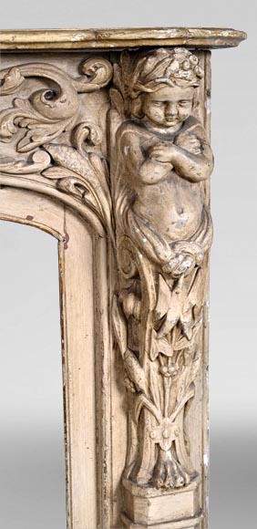 Cheminée en bois sculpté à décor de putti – Fin XVIIIe siècle-10