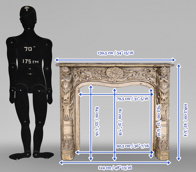 Cheminée en bois sculpté à décor de putti – Fin XVIIIe siècle-18