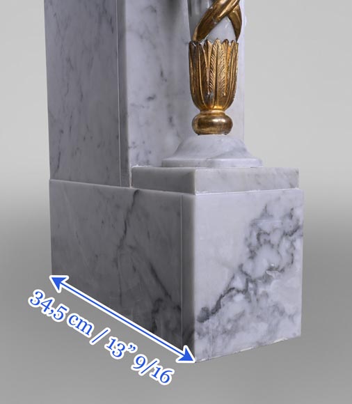 Cheminée Louis XVI en marbre blanc et bronzes dorés Cheminée Louis XVI en marbre blanc et bronzes dorés-10