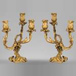 Paire de candélabres de style Régence en bronze doré