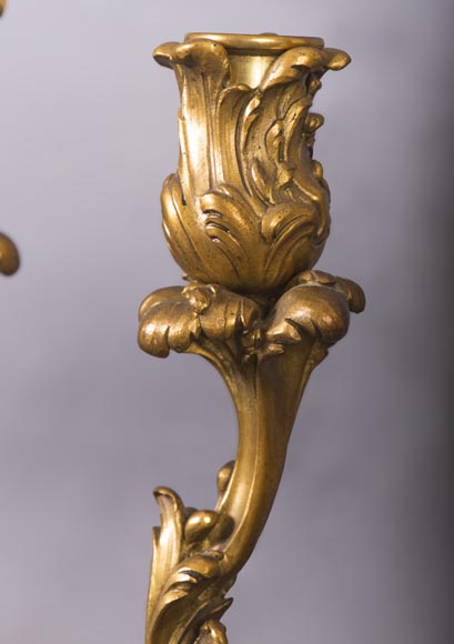 Paire de candélabres de style Régence en bronze doré-5