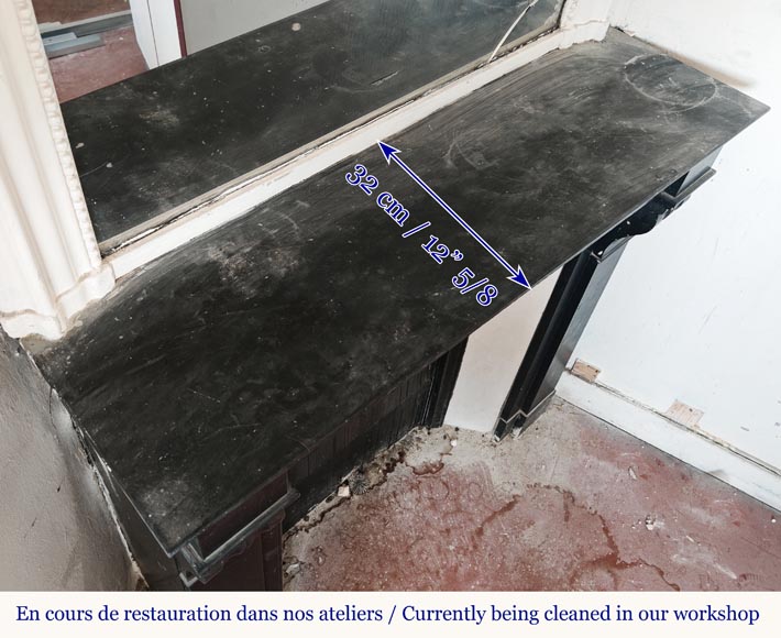 Cheminée modillon de style Napoléon III en noir moucheté-7
