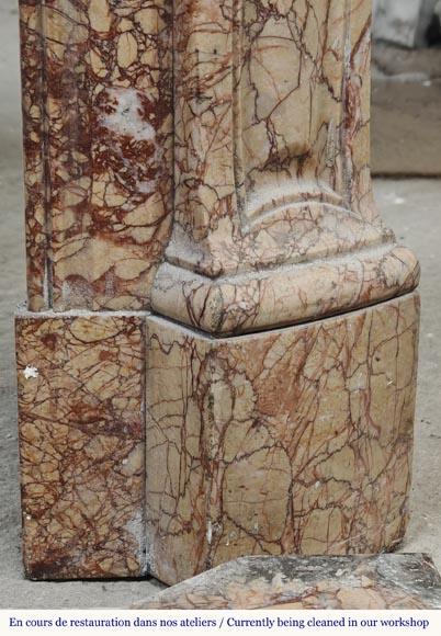 Cheminée de style Louis XV modèle Pompadour, en marbre type brocatelle-7