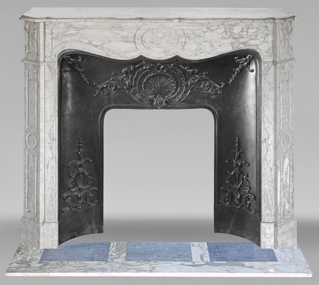 Cheminée de style Louis XV modèle Pompadour, en brèche Médicis grise-0