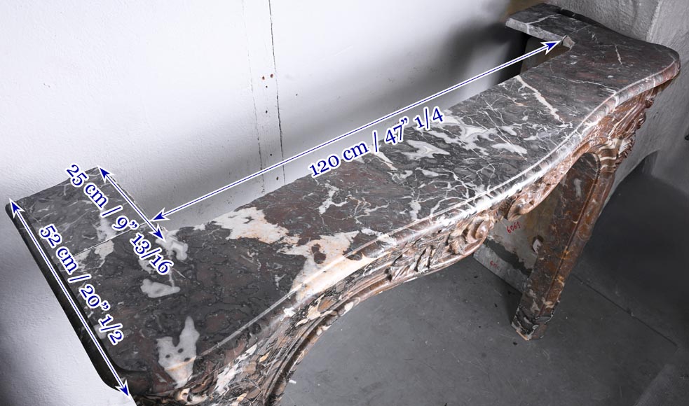 Cheminée d'époque Louis XV en marbre rouge de Rance Cheminée d'époque Louis XV en marbre rouge de Rance-11