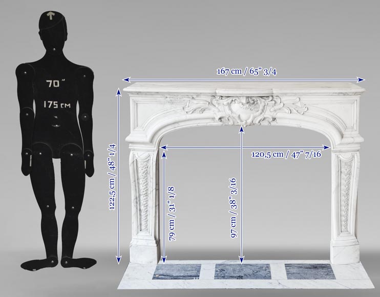 Cheminée de style Régence en marbre demi statuaire-13
