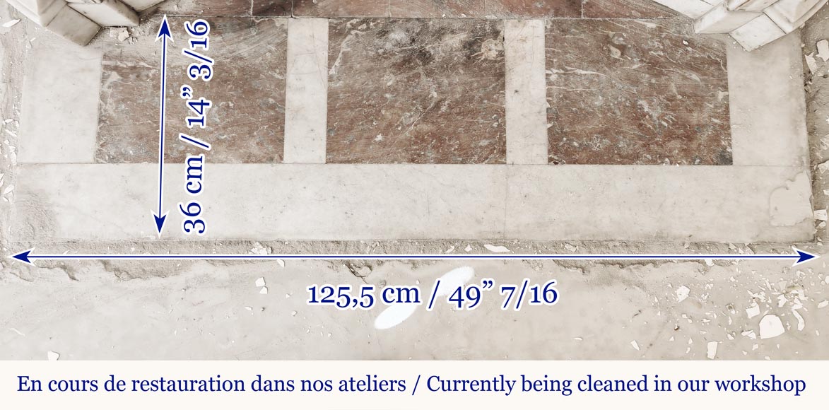 Cheminée de style Louis XV modèle Pompadour en marbre de Carrare-8