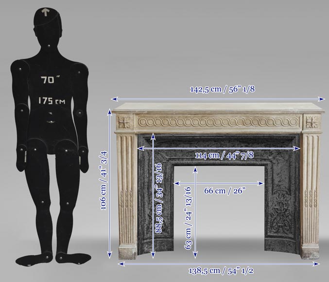 Cheminée Louis XVI d'époque en pierre-11