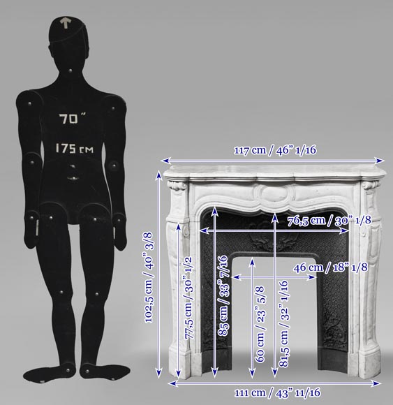 Cheminée de style Louis XV modèle Pompadour en marbre de Carrare Cheminée de style Louis XV modèle Pompadour en marbre de Carrare-9