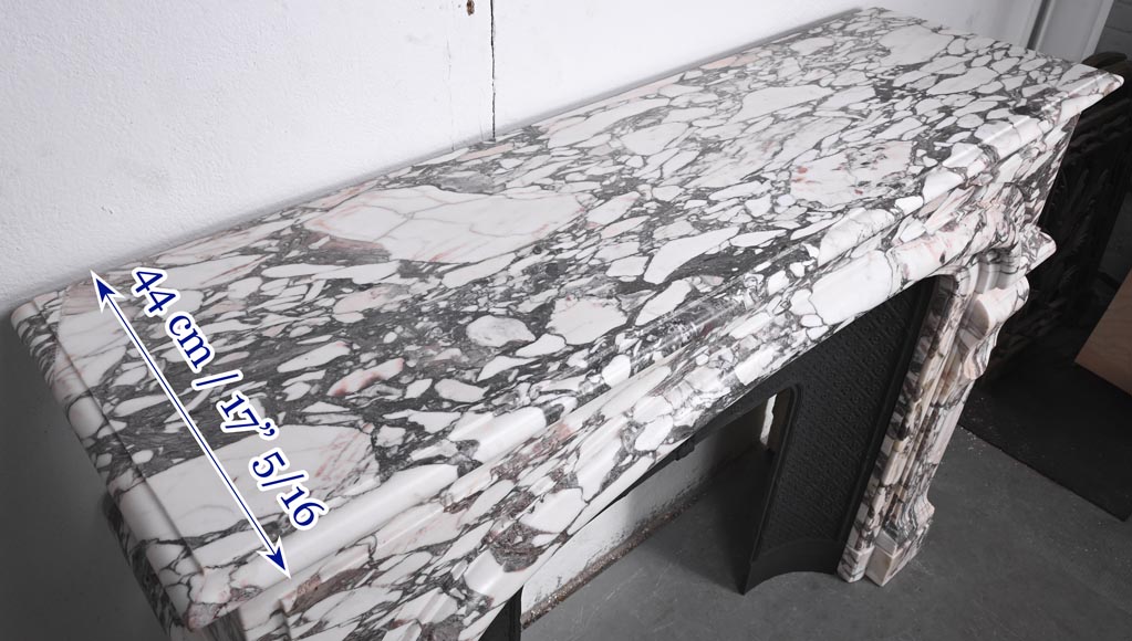 Cheminée de style Régence en marbre brèche violette-10