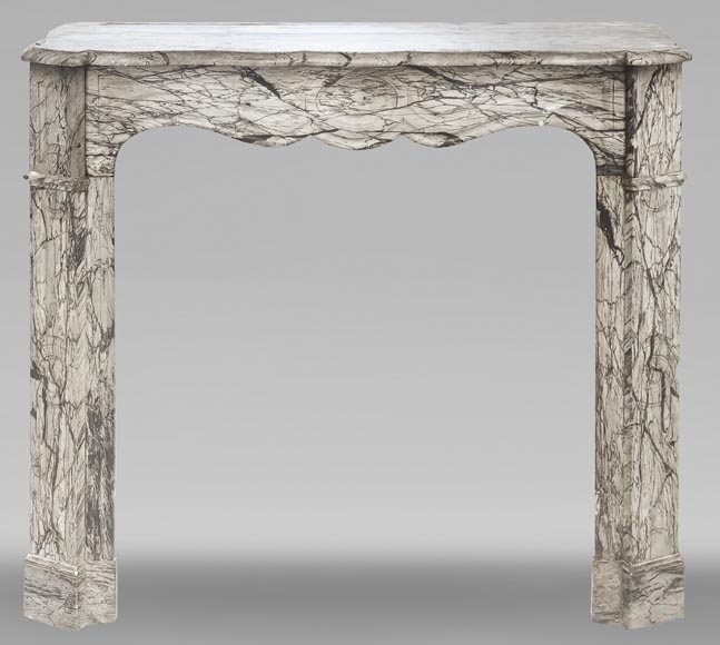 Cheminée de style Louis XV modèle Pompadour, en marbre bleu fleuri-0