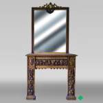 Cheminée d’applique avec trumeau, bois sculpté et doré, éléments du XVIIIᵉ et XIXᵉ siècles