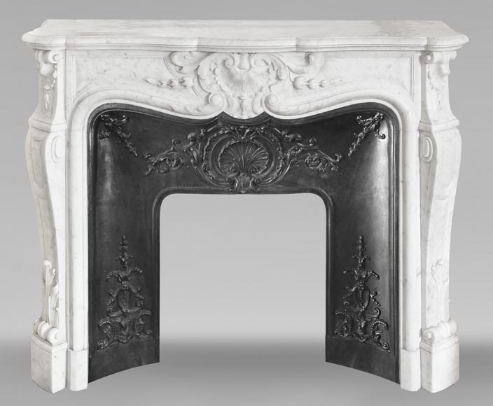 Cheminée de style Louis XV en marbre de Carrare-0