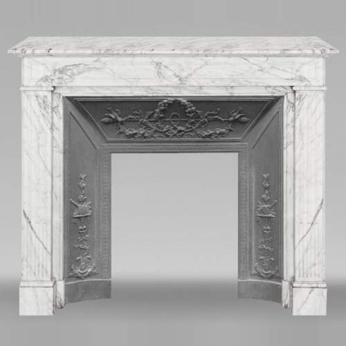 Cheminée de style Louis XVI en marbre Arabescato