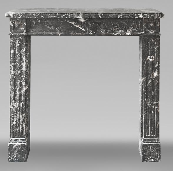 Cheminée d'époque Louis XVI en marbre gris Saint Anne-0