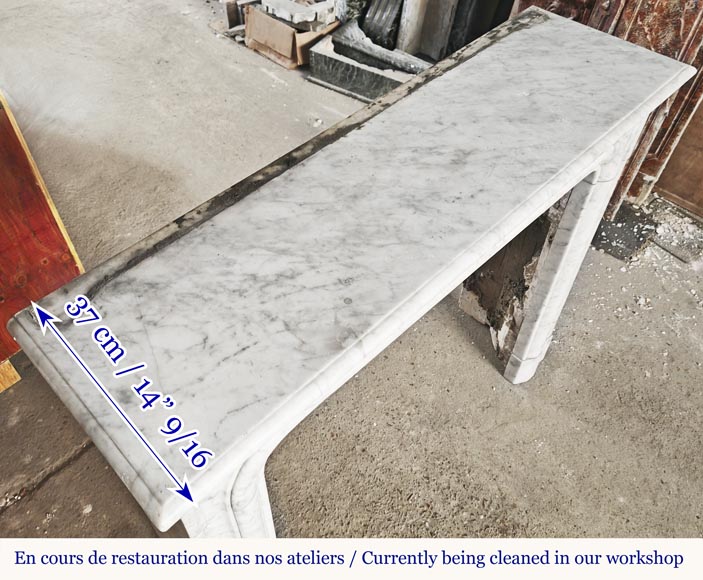 Cheminée de style Louis XIV en marbre de Carrare Cheminée de style Louis XIV en marbre de Carrare-8