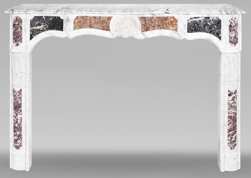 Cheminée de type provençale en marbre de Carrare veiné et en marbre de couleur-0