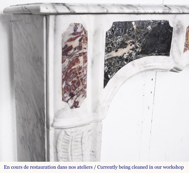 Cheminée de type provençale en marbre de Carrare veiné et en marbre de couleur-4