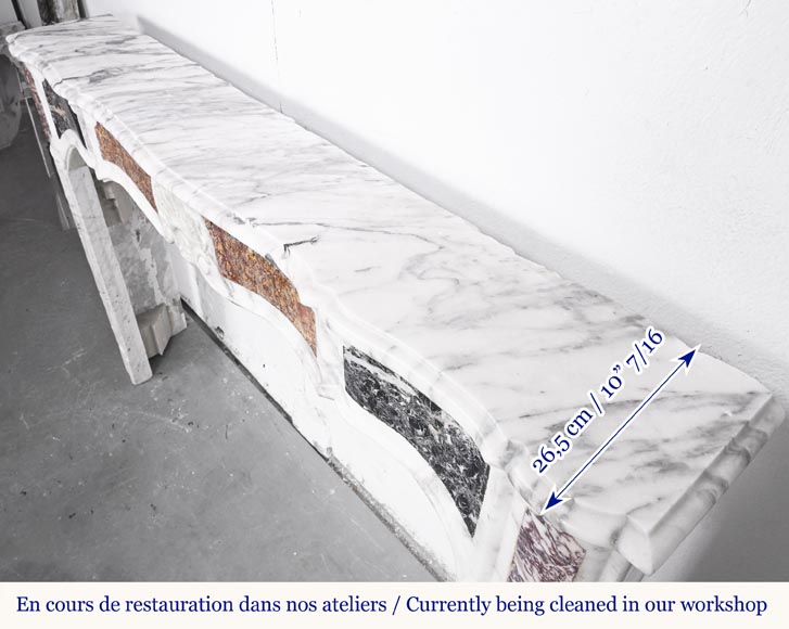 Cheminée de type provençale en marbre de Carrare veiné et en marbre de couleur-10