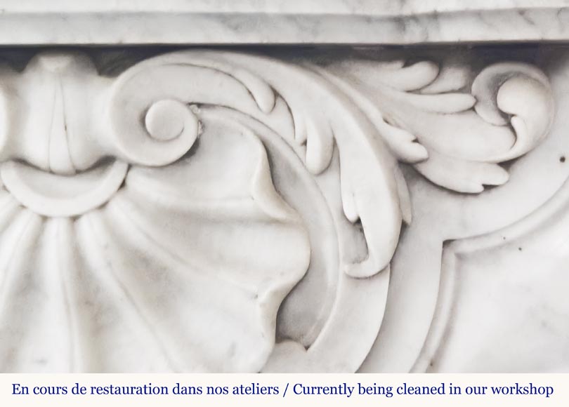 Cheminée de style Louis XV en marbre de Carrare Cheminée de style Louis XV en marbre de Carrare-3