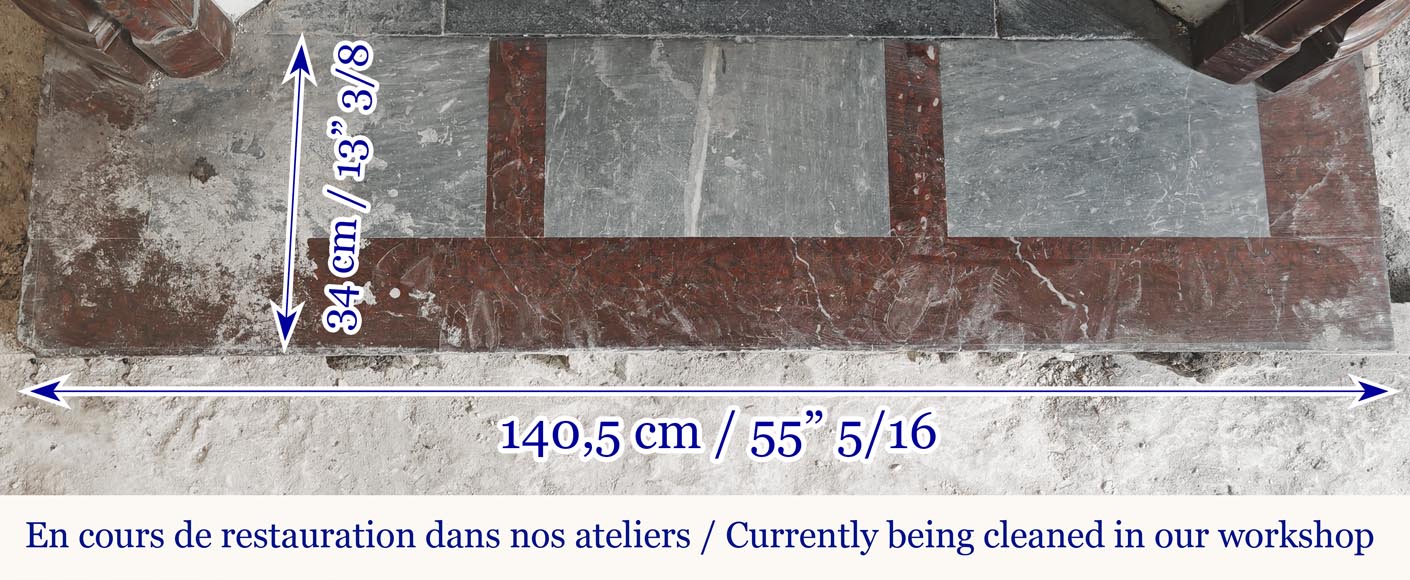 Cheminée galbée de style Louis XV modèle Pompadour, en marbre griotte Cheminée galbée de style Louis XV modèle Pompadour, en marbre griotte-9