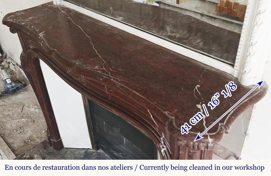 Cheminée galbée de style Louis XV modèle Pompadour, en marbre griotte Cheminée galbée de style Louis XV modèle Pompadour, en marbre griotte-10