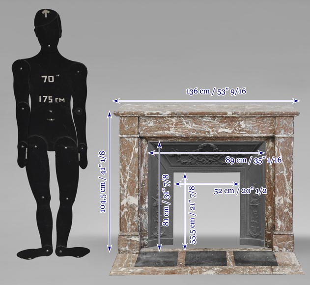 Cheminée de style Louis XVI en marbre Rouge du Nord Cheminée de style Louis XVI en marbre Rouge du Nord-10