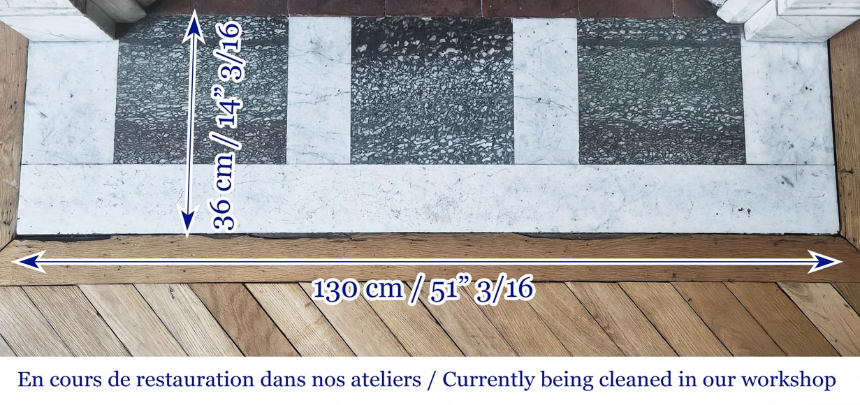 Cheminée de style Louis XVI en marbre demi statuaire, décorée d'une fleur de tournesol Cheminée de style Louis XVI en marbre demi statuaire, décorée d'une fleur de tournesol-8