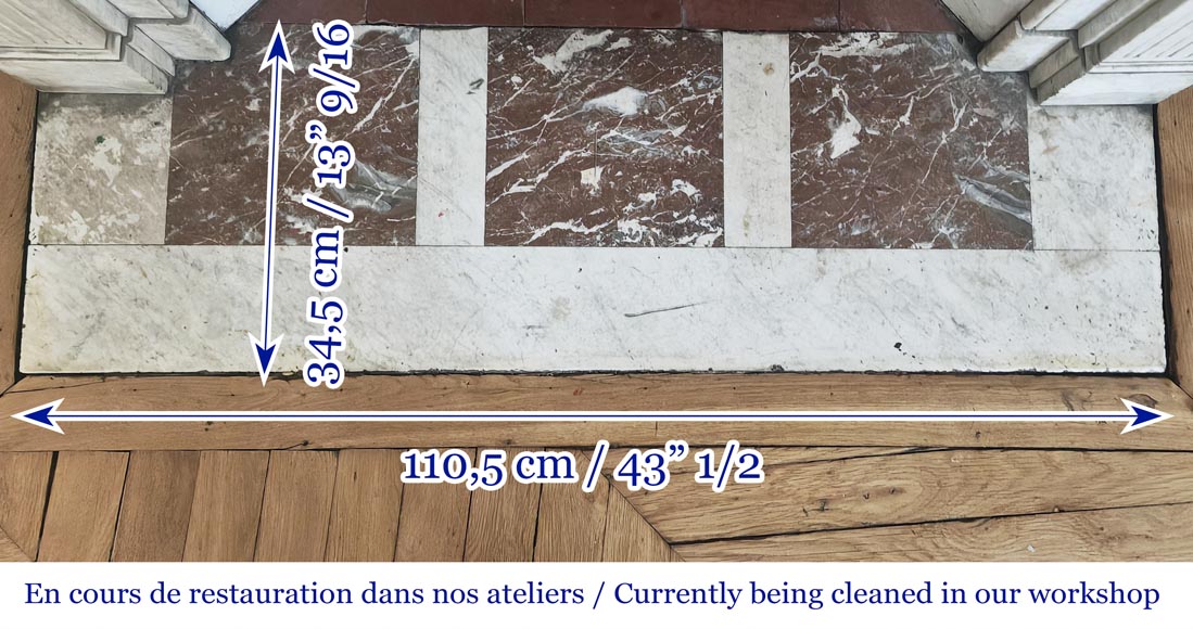 Cheminée de style Louis XVI ornée d'un tournesol, en marbre de Carrare Cheminée de style Louis XVI ornée d'un tournesol, en marbre de Carrare-8