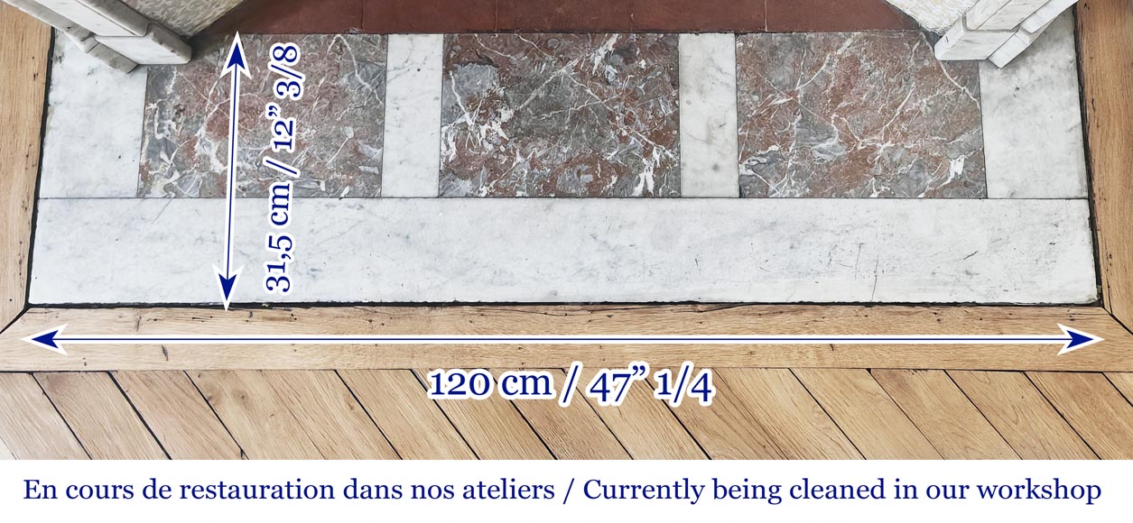 Cheminée de style Louis XV modèle Pompadour en marbre de Carrare-8