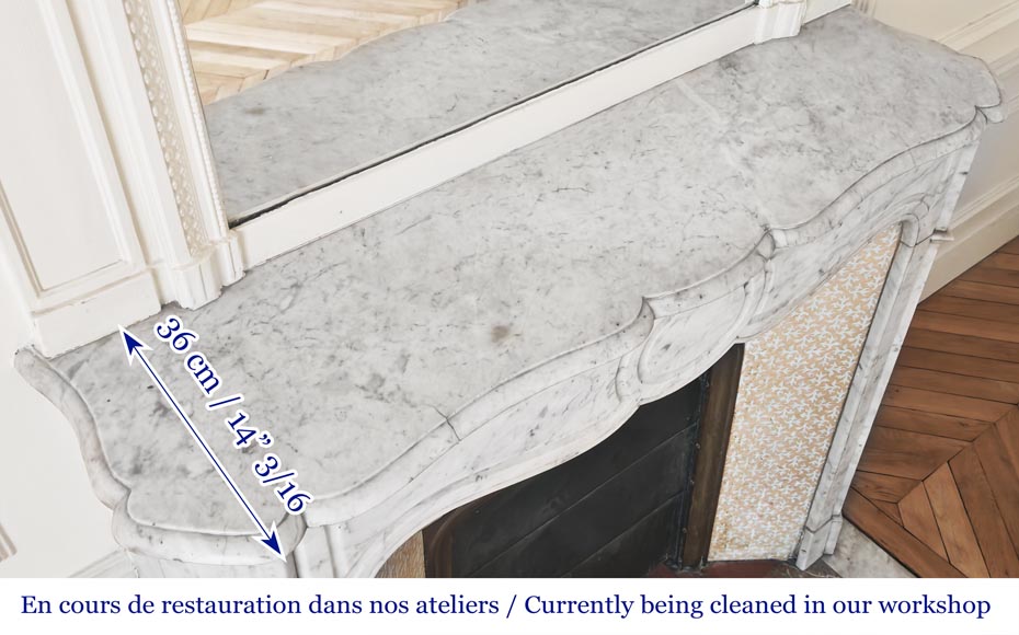 Cheminée de style Louis XV modèle Pompadour en marbre de Carrare-9