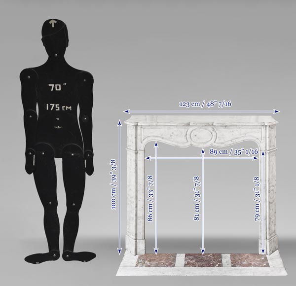 Cheminée de style Louis XV modèle Pompadour en marbre de Carrare-10