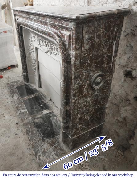 Cheminée de style Louis XIV à boudin, en marbre Rouge Royal-5