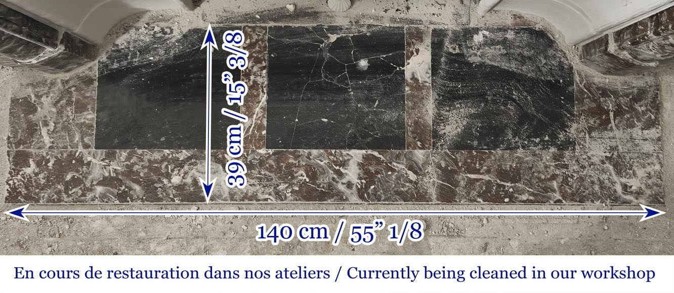 Cheminée de style Louis XIV à boudin, en marbre Rouge Royal-8