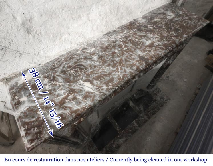 Cheminée de style Louis XIV à boudin, en marbre Rouge Royal-10