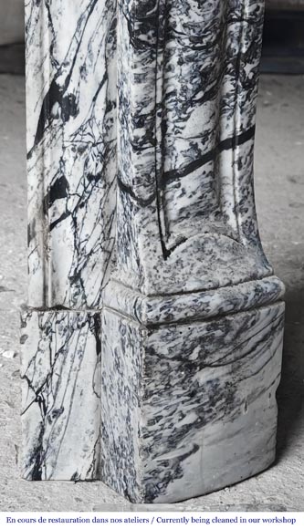 Cheminée de style Louis XV modèle Pompadour en marbre bleu fleuri-7